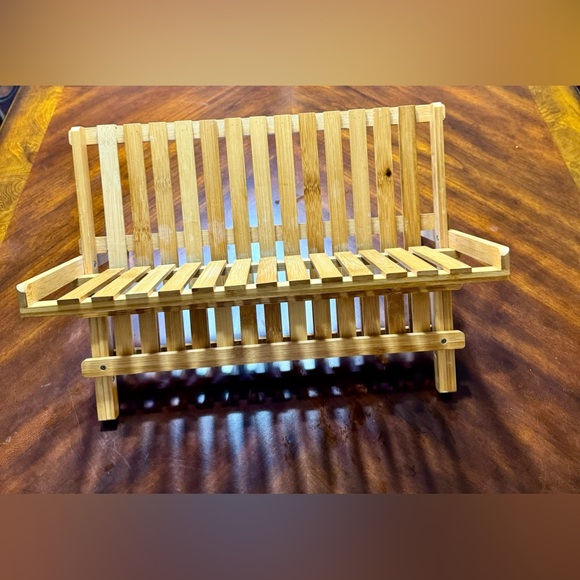 2 Tier Bamboo Dish Drying Rack Collapsible Plate Cutlery Holder Kitchen - Picture 9 of 10